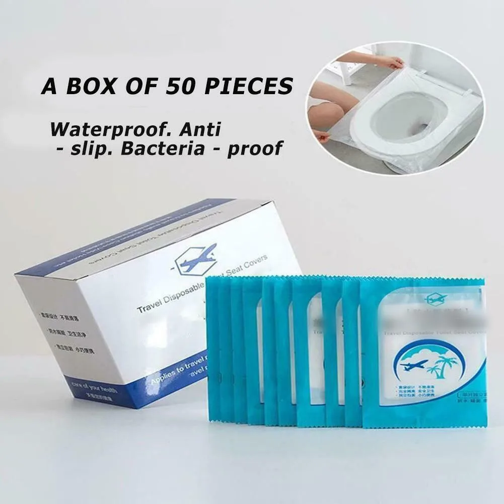 

50pcs Disposable Toilet Paper Seat Cover 100% Waterproof Toilet Paper Cushion For Travel Accessories Camping Hotel Bathroom Pad