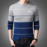 cross border mens sweater spring and autumn round neck long sleeve mens knitwear fashion striped leggings mens knitwear