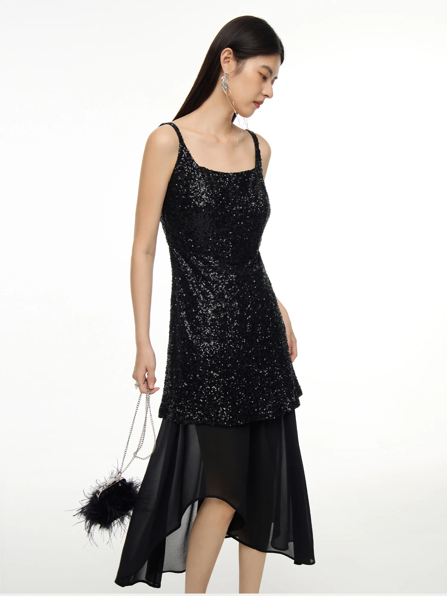 Женские юбки DUSHU черные из полиэстера