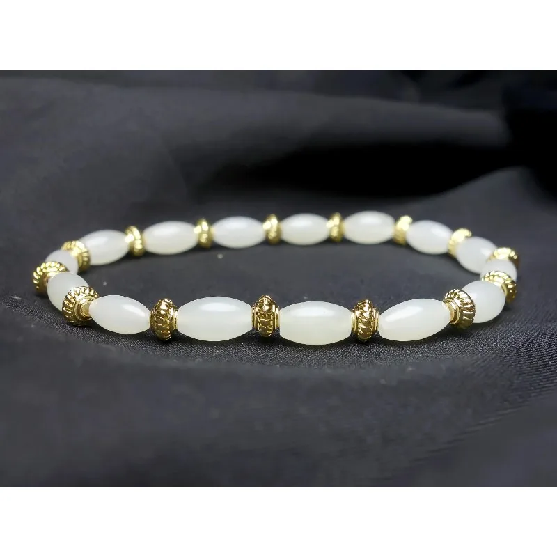 Натуральный нефритовый браслет Hetian оптовая продажа бусины из белого нефрита