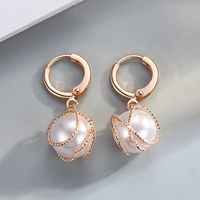 zlalhaja round simulated pearl dangle earrings for women 2022 trend korean hanging drop earring fashion jewelry party