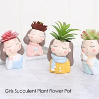 garland girl flower pot cartoon succulent planter vase with drainage innovative ornament diy handmade crafts home decoration