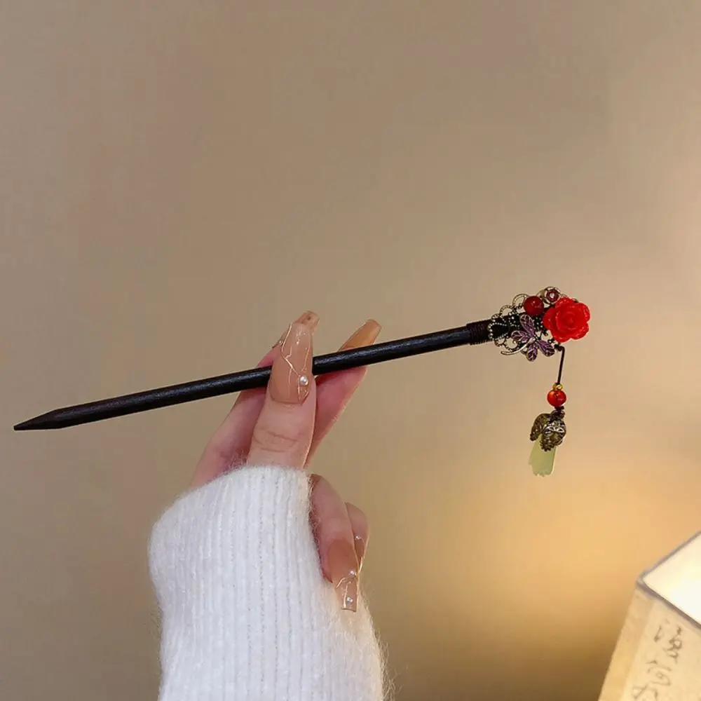 Винтажная ретро красная палочка для волос в древнем стиле модная заколка с