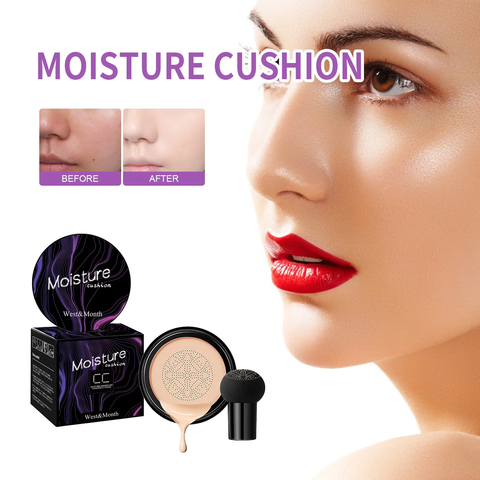 

Air Cushion CC Cream Mushroom Head BB Cream Moisturizing Long Lasting Makeup Waterproof Brighten Foundation Concealer Cosmetics