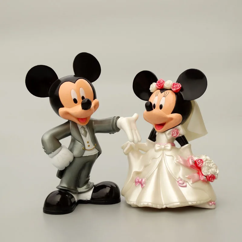 Disney Animation Mickey Minnie Wedding Couple Doll 15cm Mickey Mouse Cake Decoration Desktop Ornaments Valentine's Day Gift