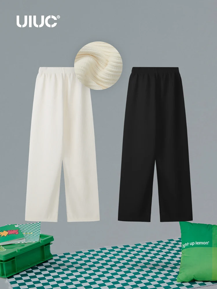 

UIUC Women Straight Leg Pants Trendy Solid High Waist Corduroy Trousers