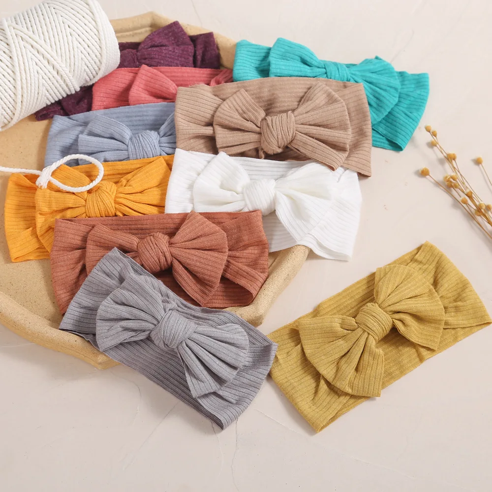 

Cute Bowknot Newborn Baby Headband For Girls Solid Color Elastic Children Hair Band Turban Soft Kids Headwear Hair Accessories