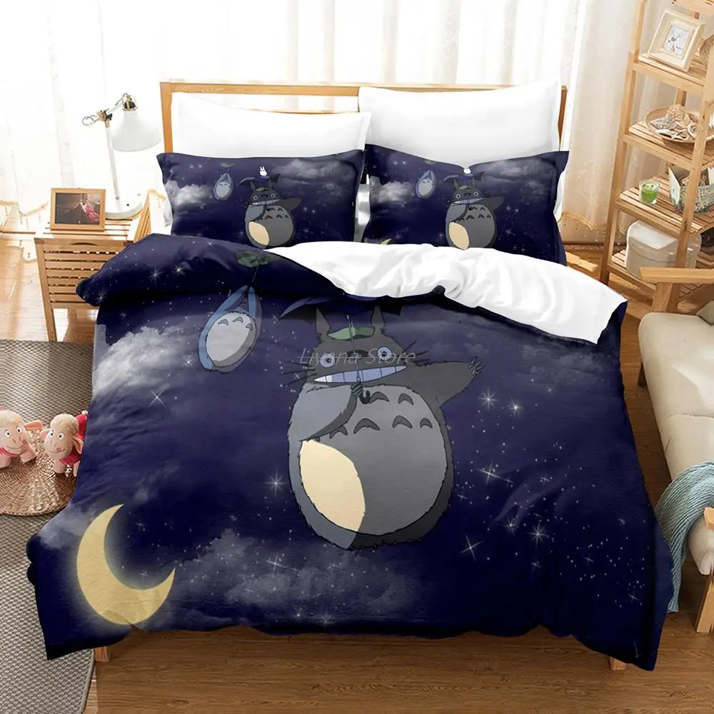 

My Neighbor Totoro Bedding Set Twin Full Queen King Size Genshin Impact Set Children Kid Bedroom Duvet Cover Sets 013