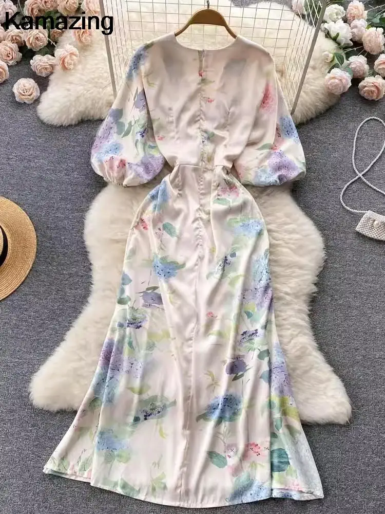 Женское облегающее платье с V-образным вырезом цветочным принтом