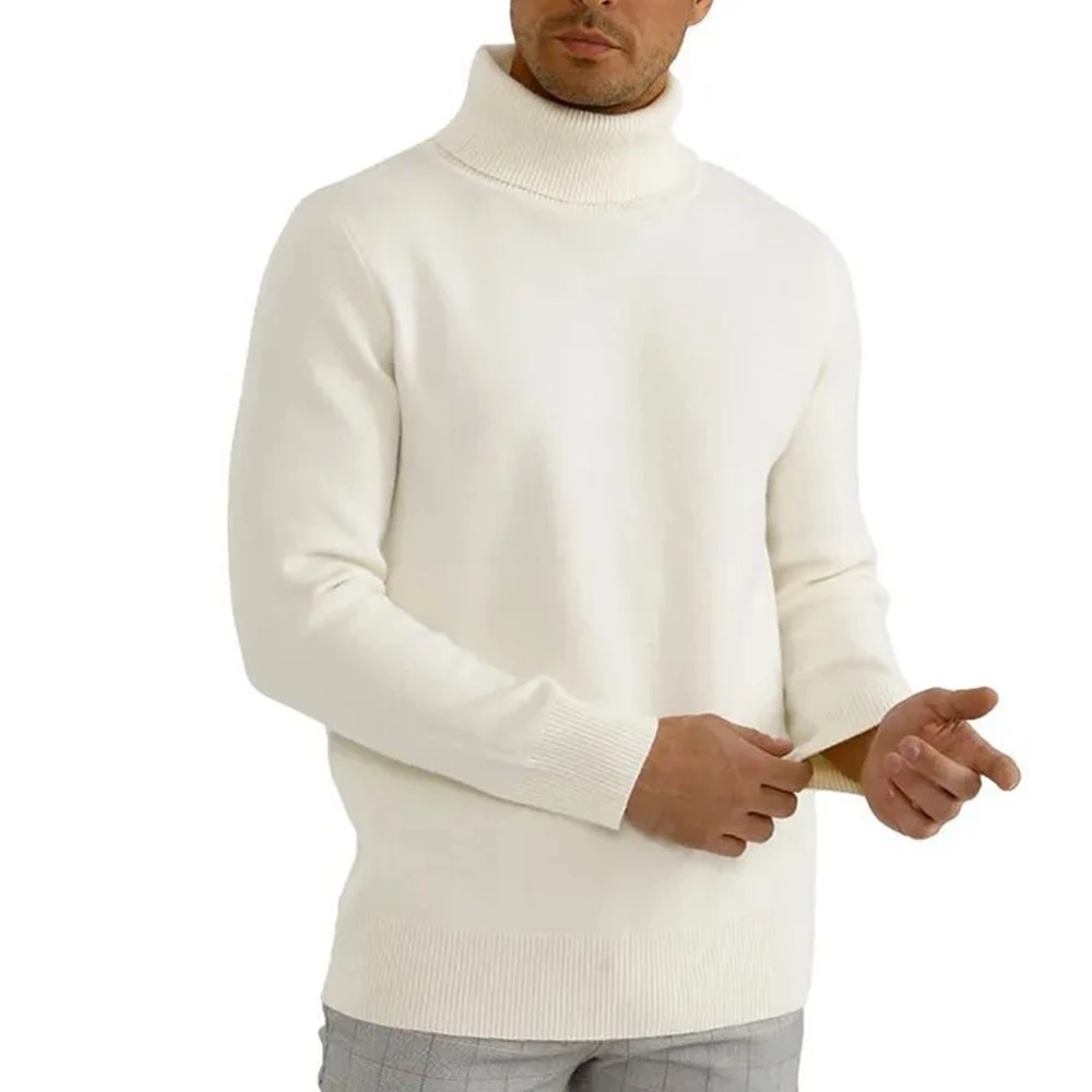 

Мужская однотонная водолазка, теплый вязаный элегантный свитер, зима 2023