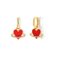 Bohemia Piercing Flame Red Zirconia Love Dangler Earrings For Women Fashion Jewelry Pendientes Ins Same Earing Party Aretes Gift