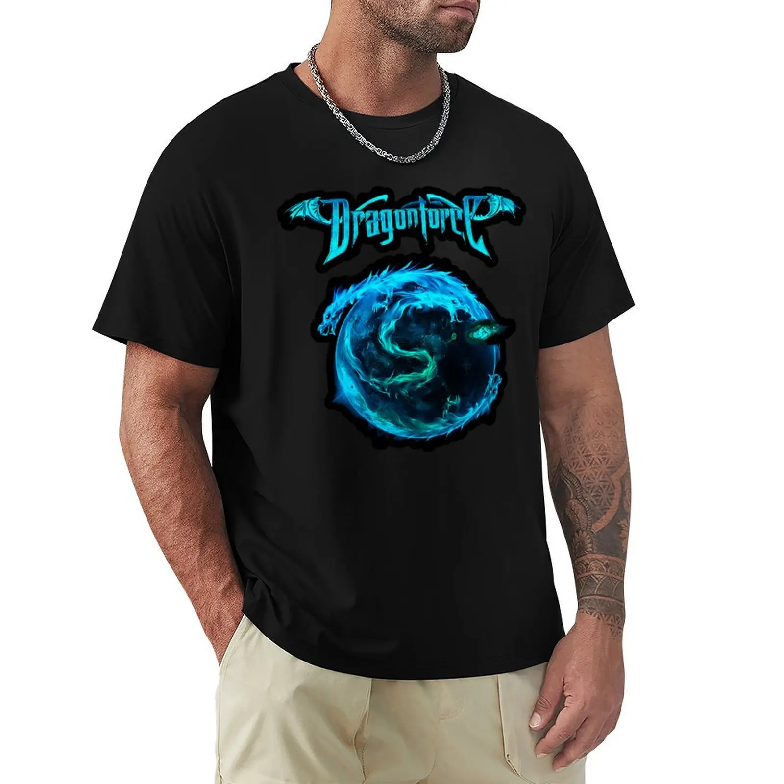 Фото Футболка DRAGONFORCE MUSIC ARTWORK, спортивные рубашки для фанатов, футболки с рисунком, мужская футболка №3
