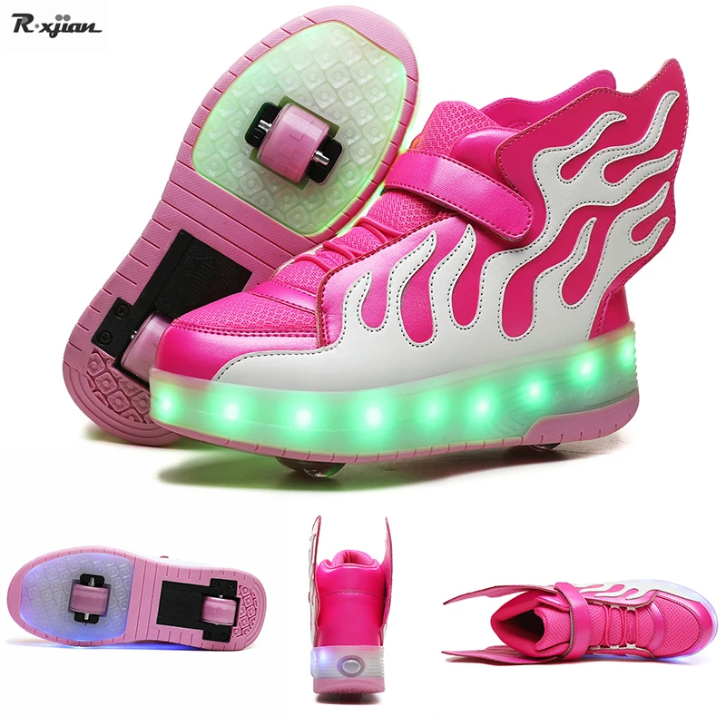

The New Trend Of Male And Female Youth Students Leather Multi-color Comfortable And Soft Unicycle Cool Luminous Roller Shoes