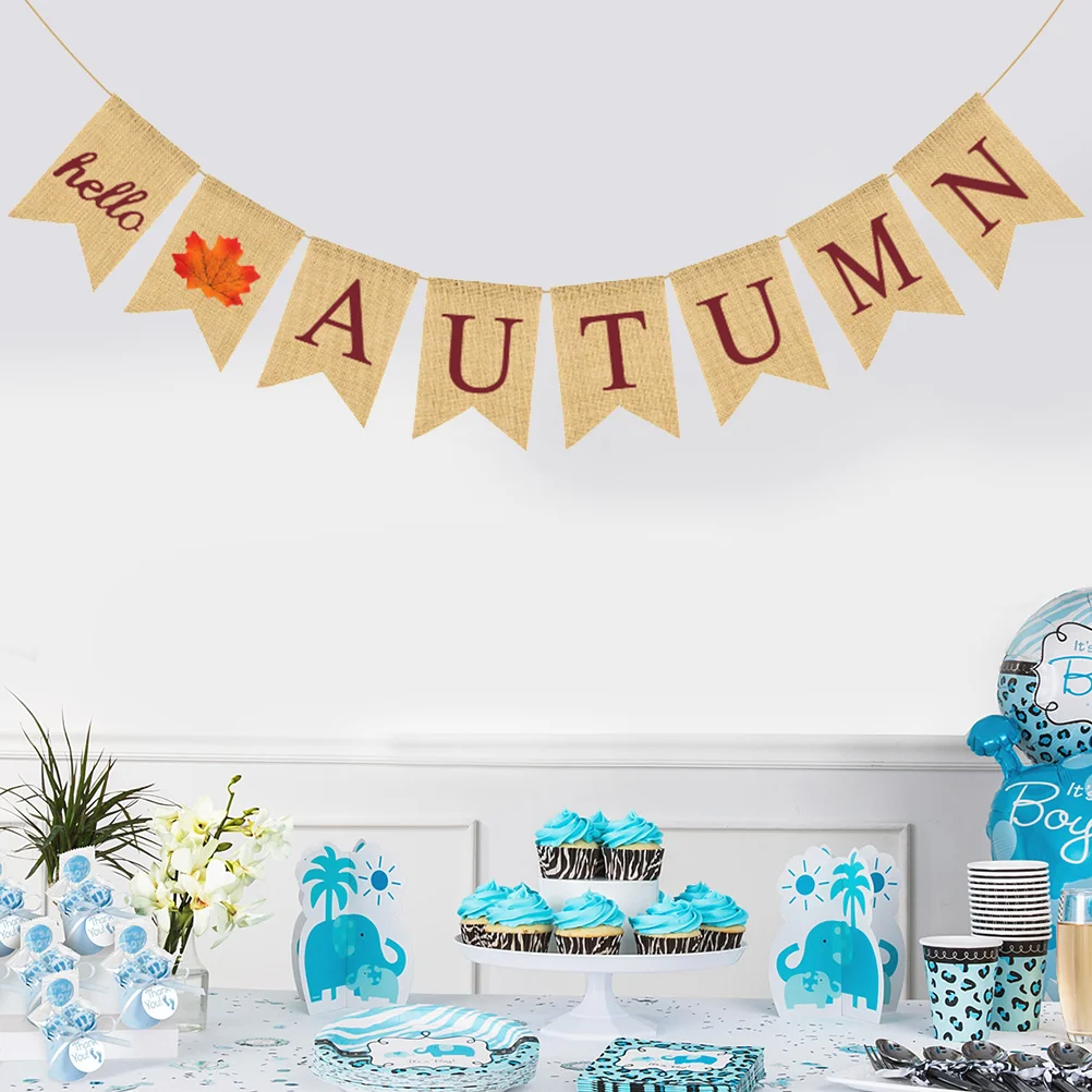 

Banner Fall Bunting Thanksgiving Autumn Decor Home Happy Maple Hanging Hello Garland Harvest Congratulations Welcome Linenflag