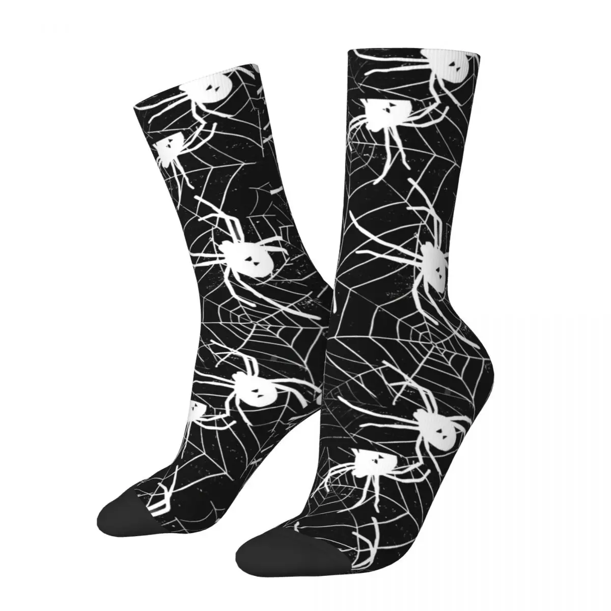 Funny Happy Sock for Men Spider Web Pattern Vintage Breathable Pattern Printed Crew Sock Casual Gift