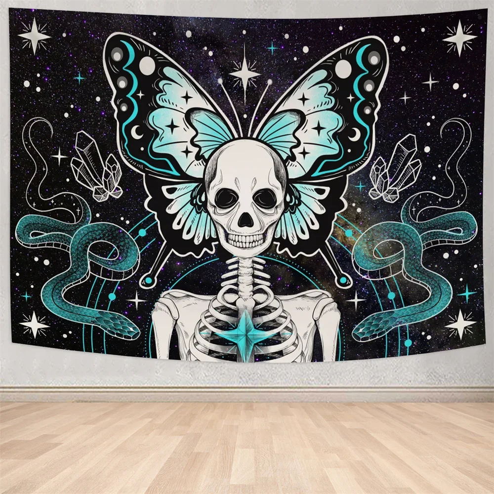 Психоделическая бабочка Череп Змея гобелен на стену Мандала Богемный Хиппи