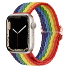 ремешок на apple watch Плетеная сольная петля для Apple Watch Band 45 мм 44 мм 40 мм 38 мм 42 мм тканевый нейлоновый эластичный браслет iWatch Serie 3 4 5 se 6 7 41 ремешок