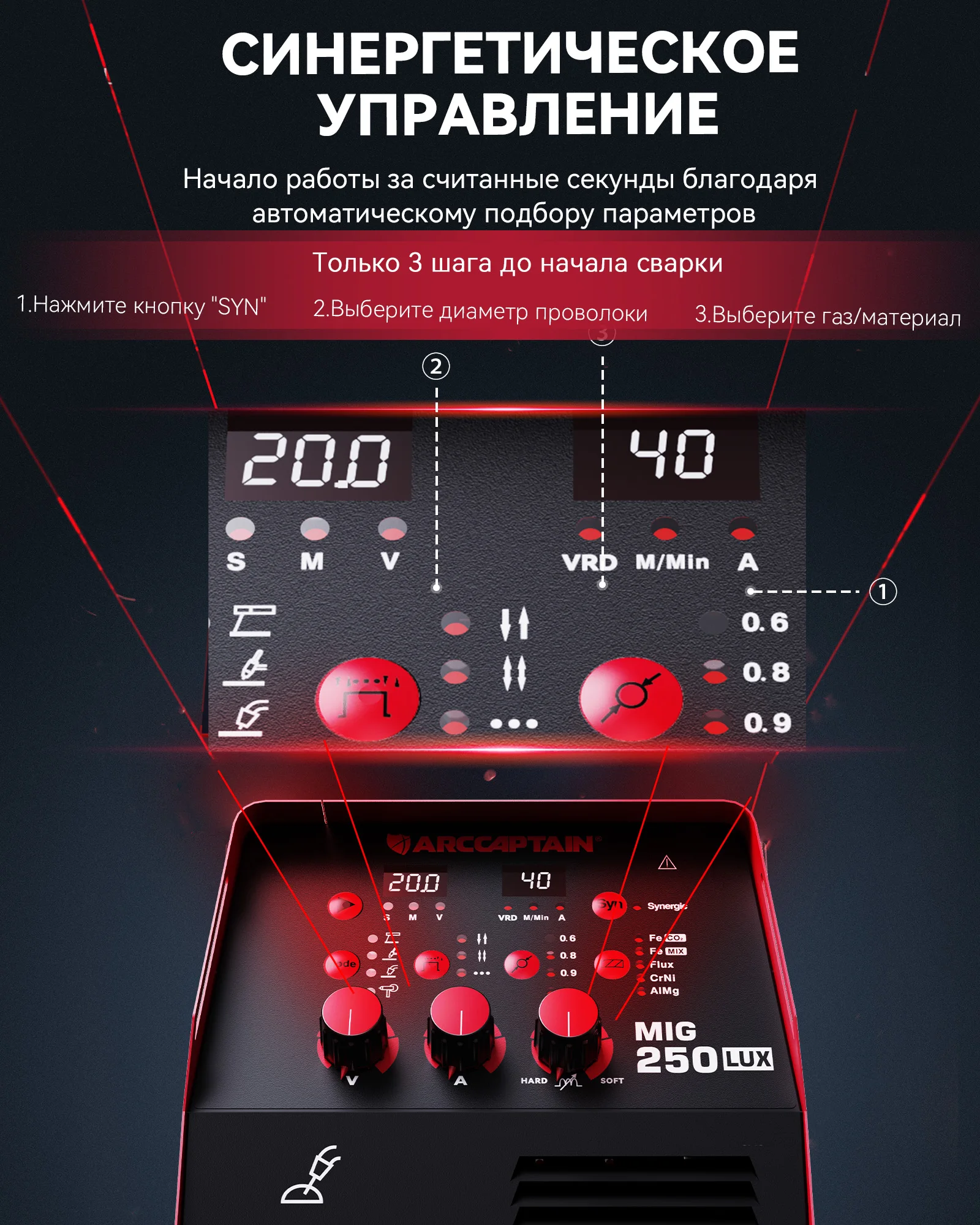 Сварочный аппарат ARCCAPTAIN MIG MAG MMA LIFT TIG