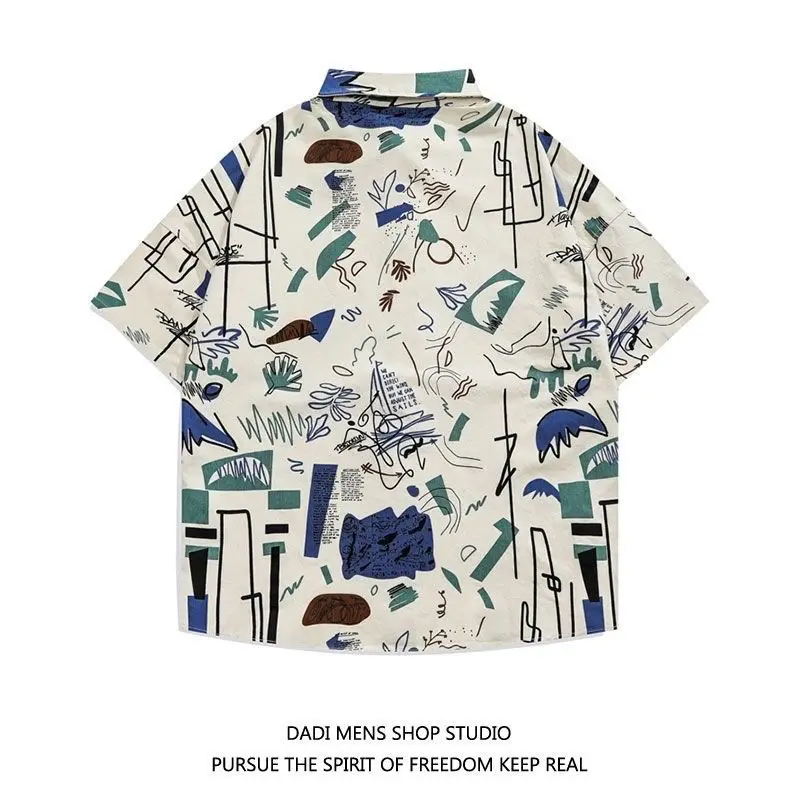 Brand Original Print Loose Beach Short Sleeve Shirt Men Casual Travel Street Trend Versatile Men And Women'S Flower Shirt A3403