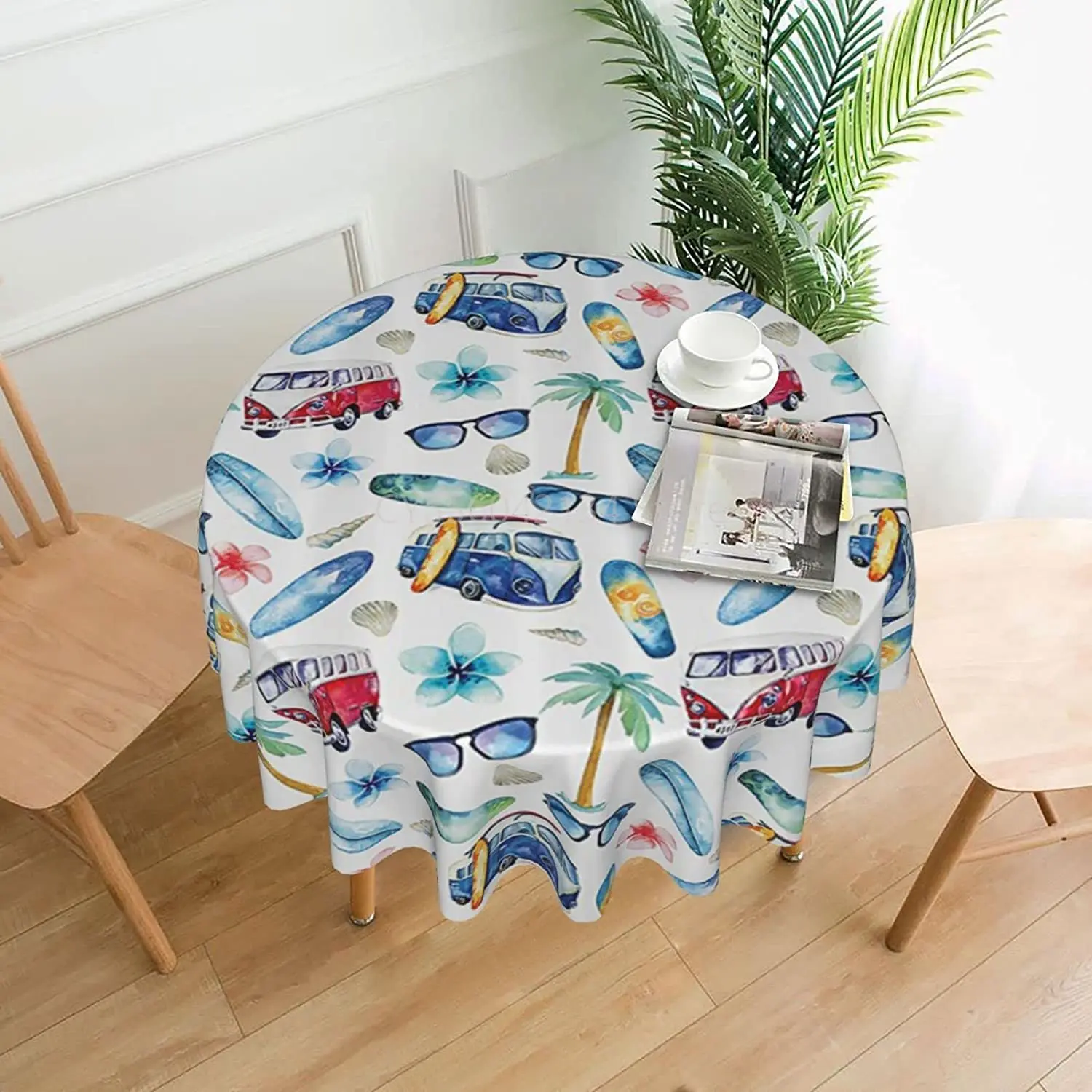 

OceanTropical Flower Summer Tablecloth Oil-Proof Water Resistance Tablecloth for Kitchen Restaurant Party Study(60 in)