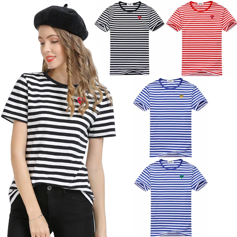 Футболка хлопковая в полоску с круглым вырезом и вышивкой | Мужская одежда