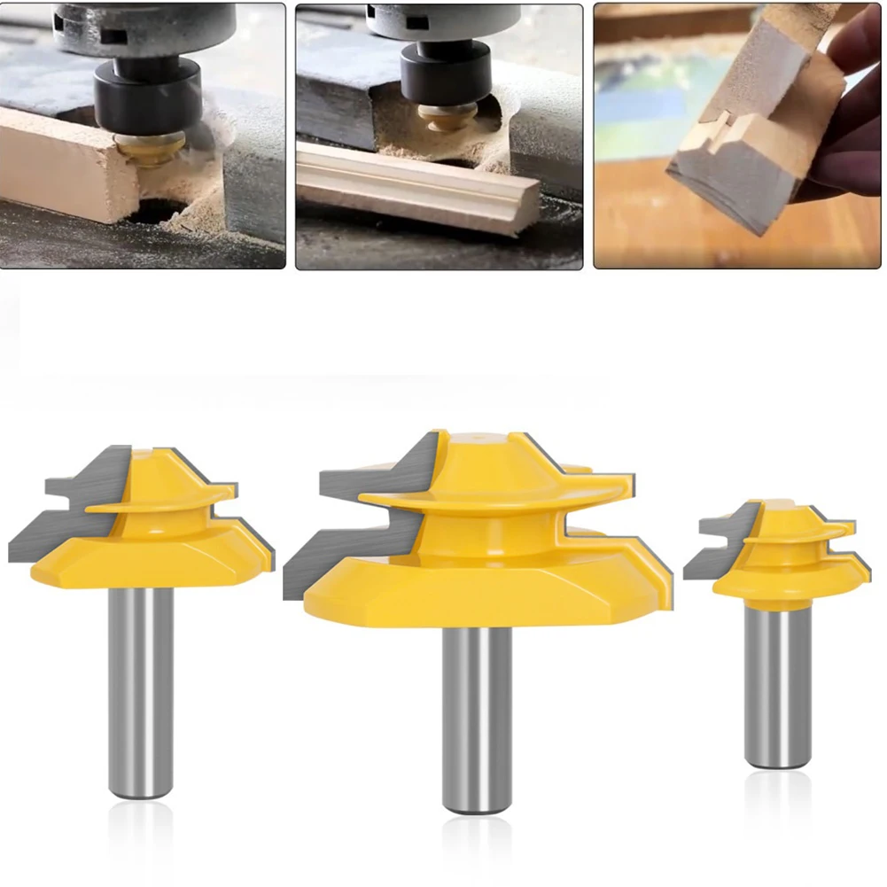 

3PCS 1/2" Shank Router Bit 45 Degree Lock Miter Router Bit Woodworking Groove Chisel Milling Line Cutter Mill Engraving Drill