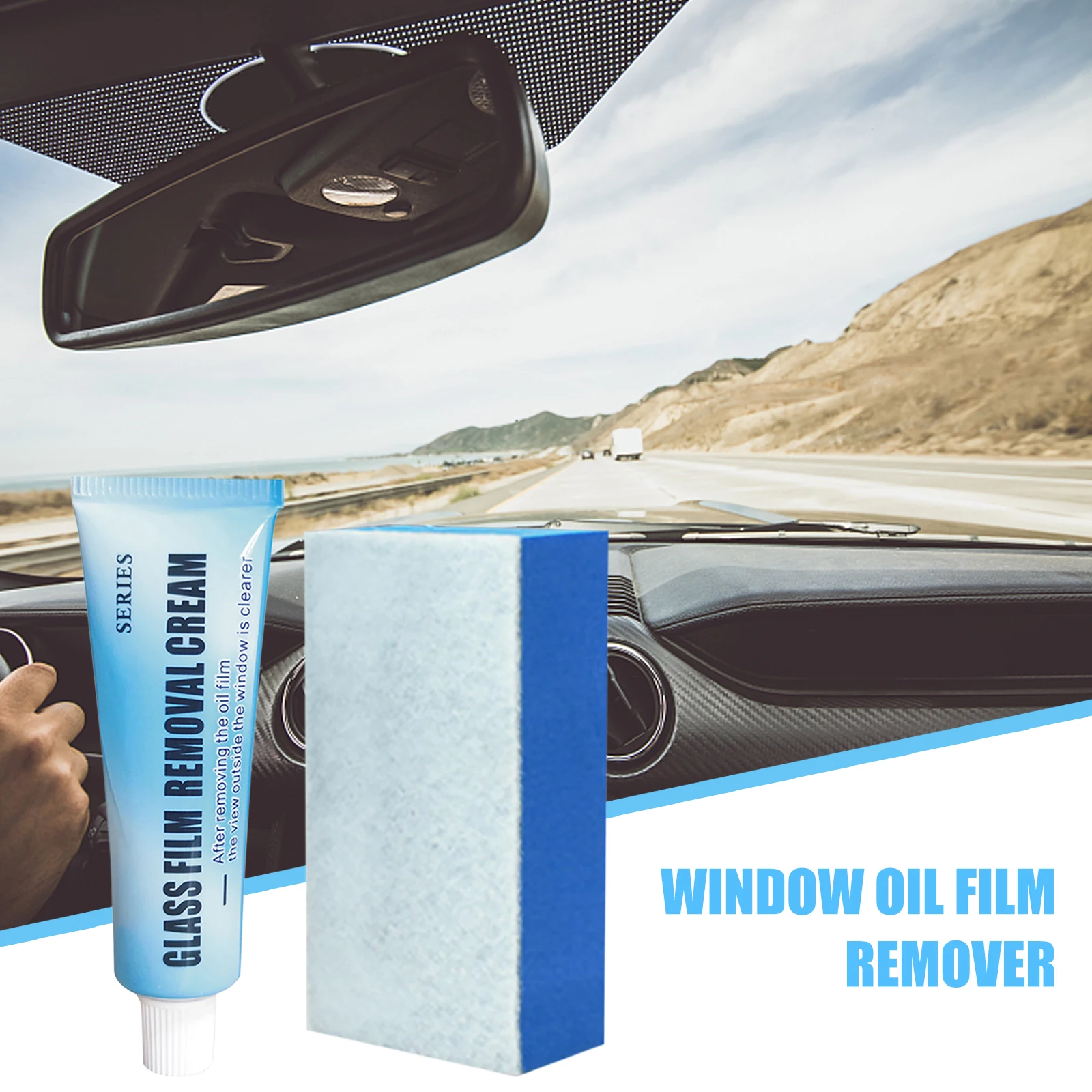 

Car Window Oil Film Removing Paste Strong Decontamination Glass Film Remover Mirror Cleaner with Sponge Windshield CleaningAgent