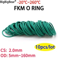 10pcs cs 2mm od 5160mm green fkm fluorine rubber o ring sealing gasket insulation oil high temperature resistance green