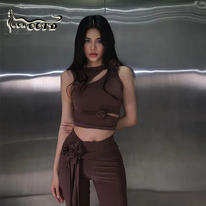 

WOWOOTD Summer Vestidos Crop Top newBroken Rose Floral 3d Srtyle Cropped Top Teachwear Clothes Women Sexy Club Top Tank Top