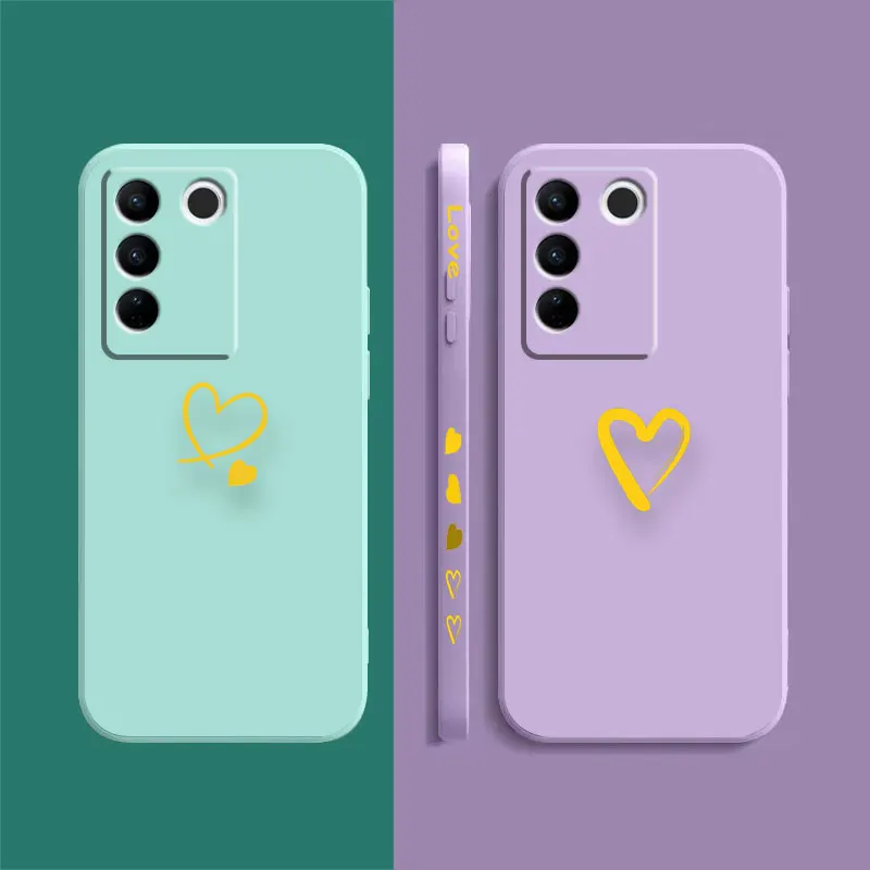 Case For VIVO S1 S5 S6 S7 S9 S9E S10 S12 S15 S16 S16E V19 V20 V21 V23 V25 V27 PRO 5G Case Funda Shell Capa Cute Love Heart Frame