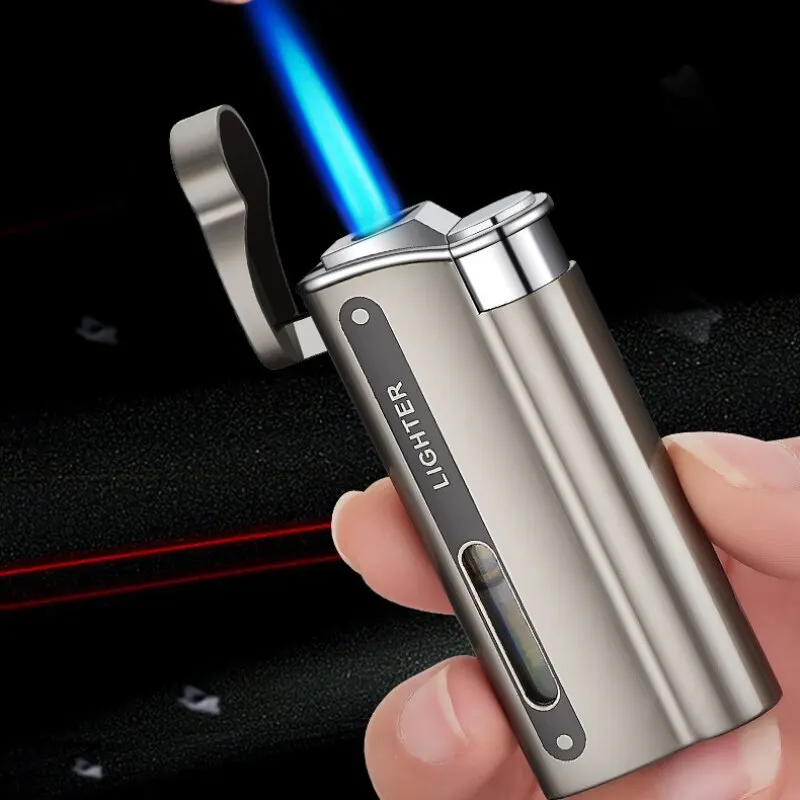 

Metal Windproof Butane Gas Lighter Blue Flame Straight Into Cigar Pipe Mosquito Coil Cigarette Lighter Outdoor Portable Lighters