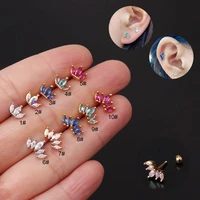 1piece cartilage piercing stud earrings for women 2022 fashion diameter 0 8mm new color zircon crown earrings gift