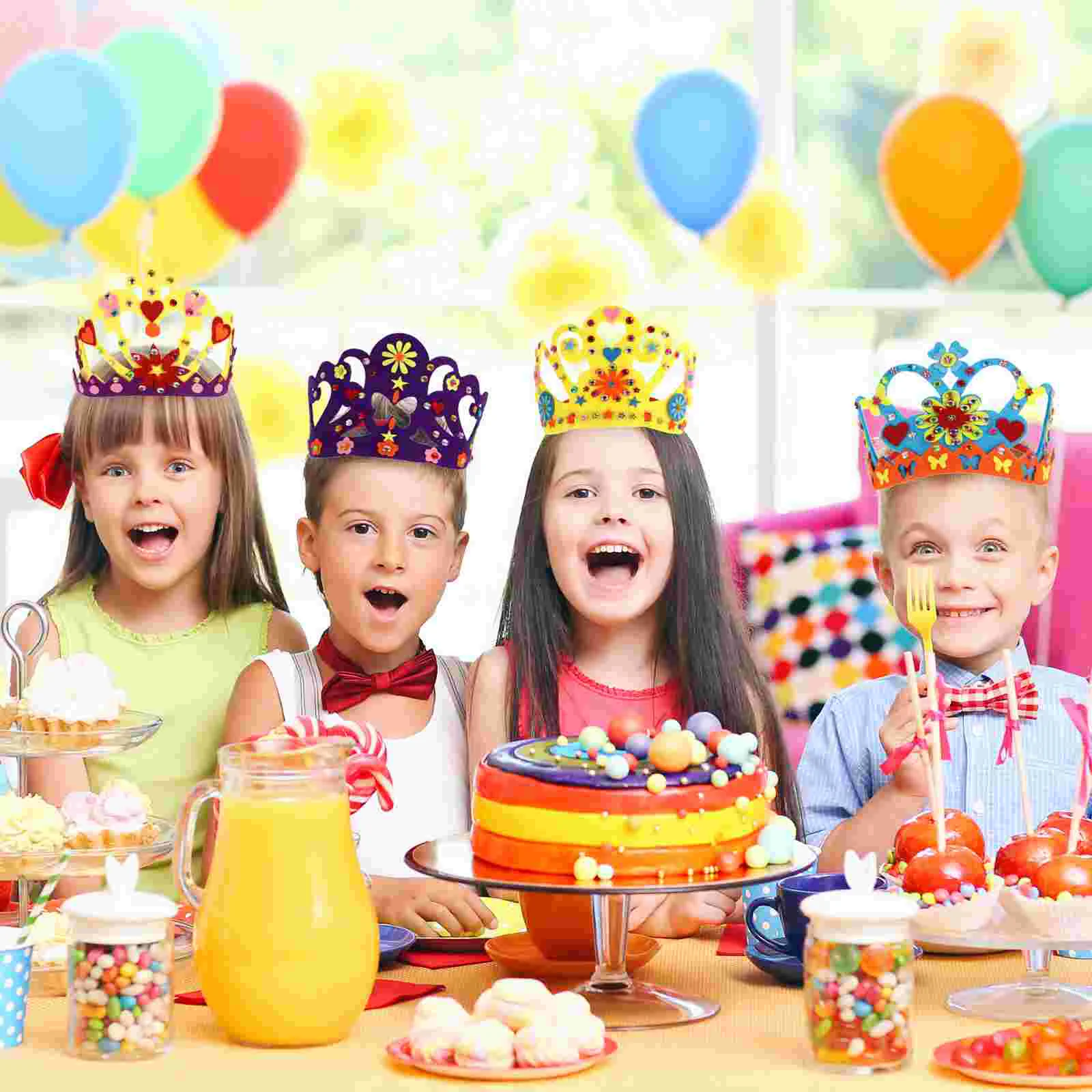 

Kids Party Crafts Birthday Tiara Kit Craft Make Own Your Hats King Felt Diy Classroom Decorate Favors Hat Making Foam Kid