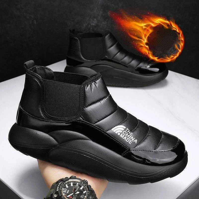 

Мужские Зимние непромокаемые ботинки, Нескользящие непромокаемые ботинки из хлопка и плюша, повседневная обувь для отдыха на природе и морозоустойчивость, новинка 2024