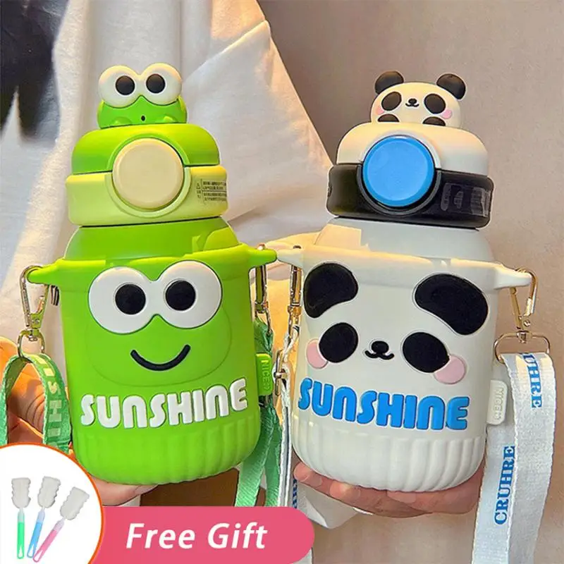 

Cute Water Bottle 316 Stainless Steel Thermos Kawaii Child Tumbler Creative Cartoon Vacuum Flasks Portable Insulation Straw Cup