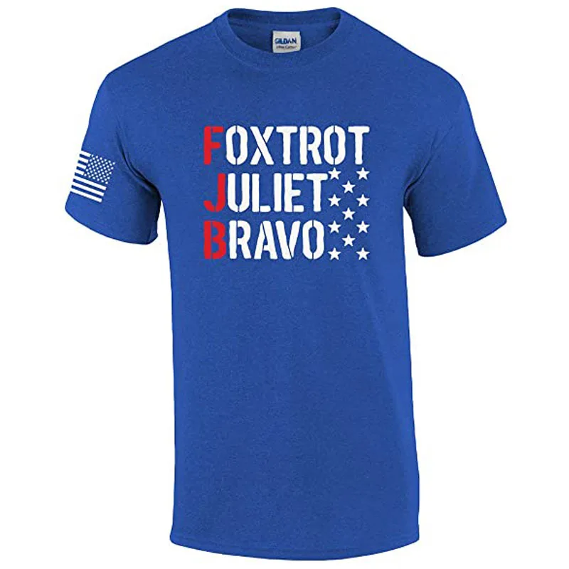 

Foxtrot Juliet Bravo Funny Men's Political American Flag Short Sleeve T-Shirt Graphic Tee