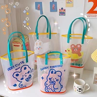 kawaii jelly beach bag women bear rabbit transparent waterproof korean handbag large capacity pvc picnic bags female wy134