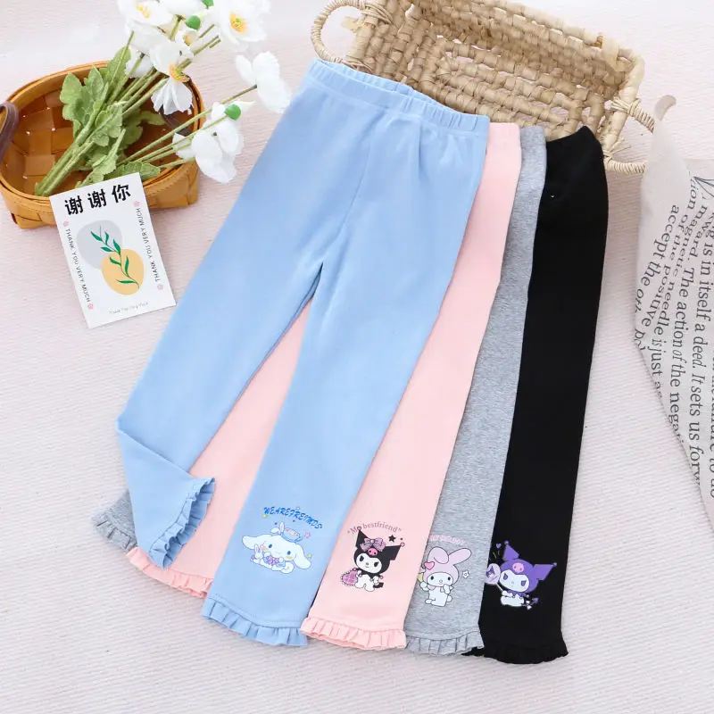 

Sanrio Kawaii Cinnamoroll Trousers My Melody Kuromi Cartoon Cute Kids Autumn Outer Leggings Anime Casual Stretch Trousers Gift