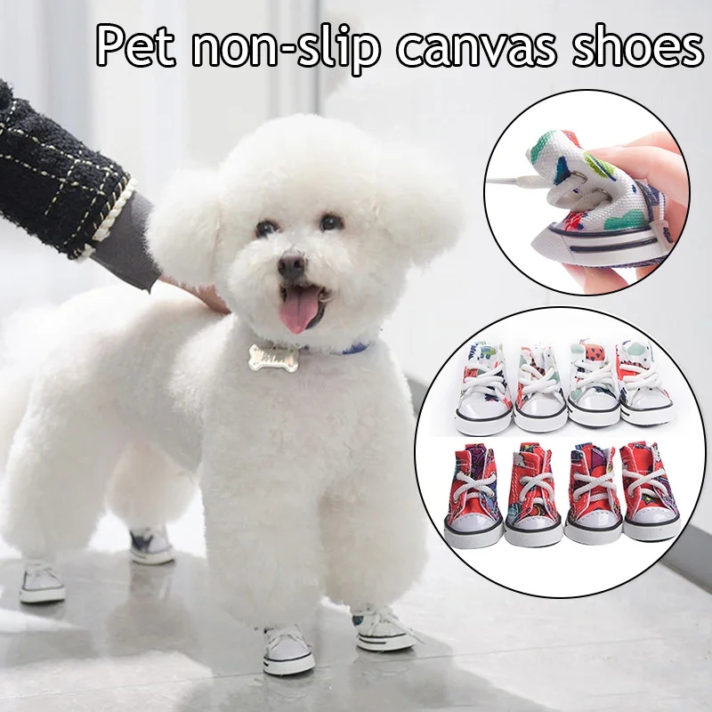 

Pet Dog Boot Denim Canvas Dog Shoes Cat Breathable Casual Shoes Cute Non-slip Breathable Wear Boots For Small Chihuahua Teddy