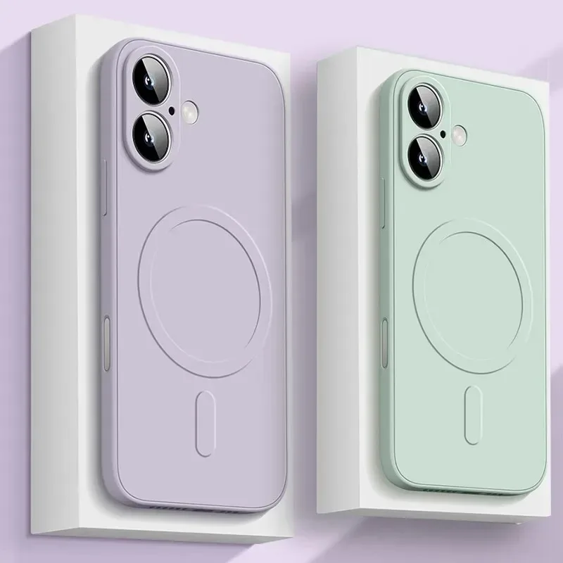 Liquid Silicone Magnetic Case For iPhone 16 15 14 Plus 13 12 Mini 11 Pro XS Max Magsafe Wireless Charge Soft Cover