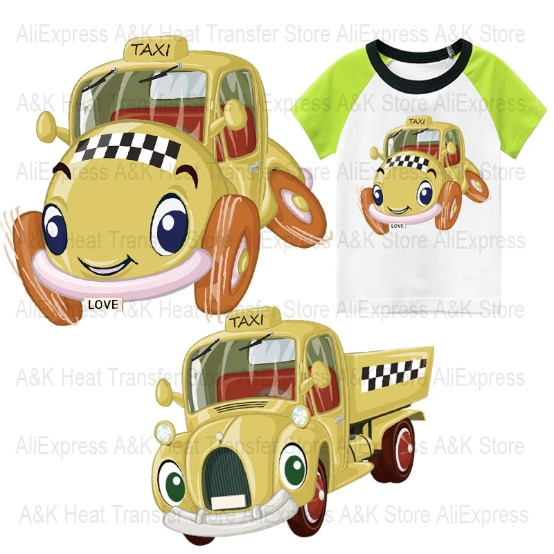 Термонаклейки с рисунком такси на детской одежде автомобильные теплопередачи