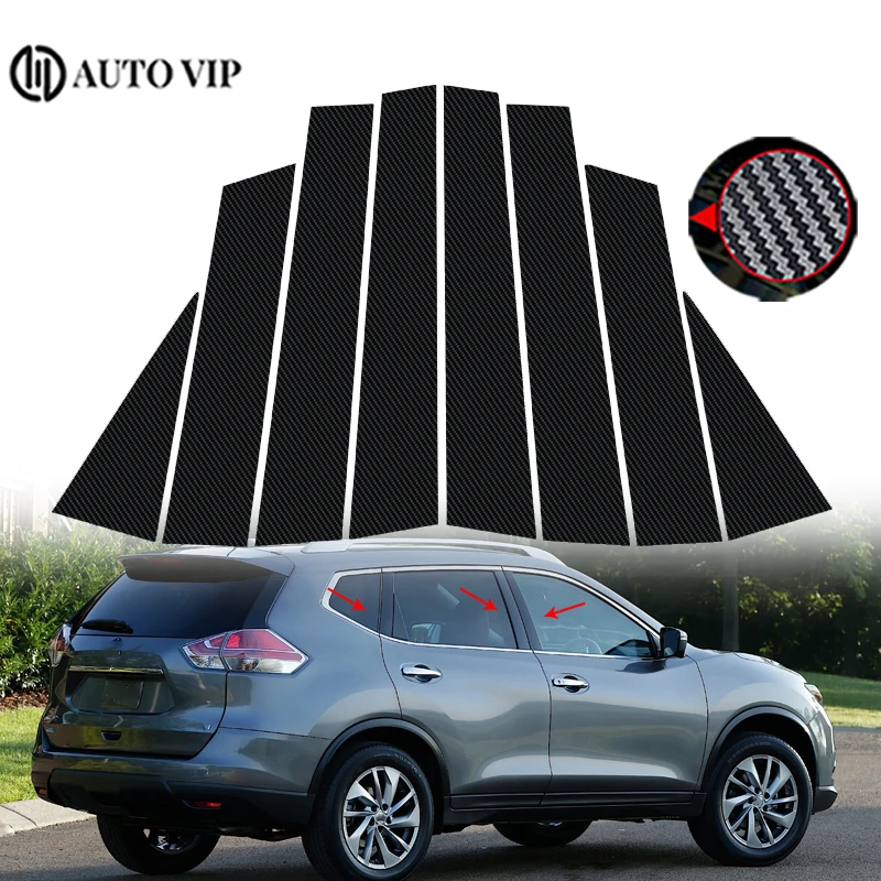 

8Pcs/set Car Pillar Posts Window Door Moulding Trims Sticker Glossy Black Fit For Nissan Qashqai J11 carbon fibre 2016-2022