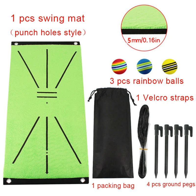 

Golf Swing Mat Hitting Batting Direction Mark Trace Indoor Home 11.8“ * 23.6" Golf Swing Training Pad 3 Pcs Practice Ball