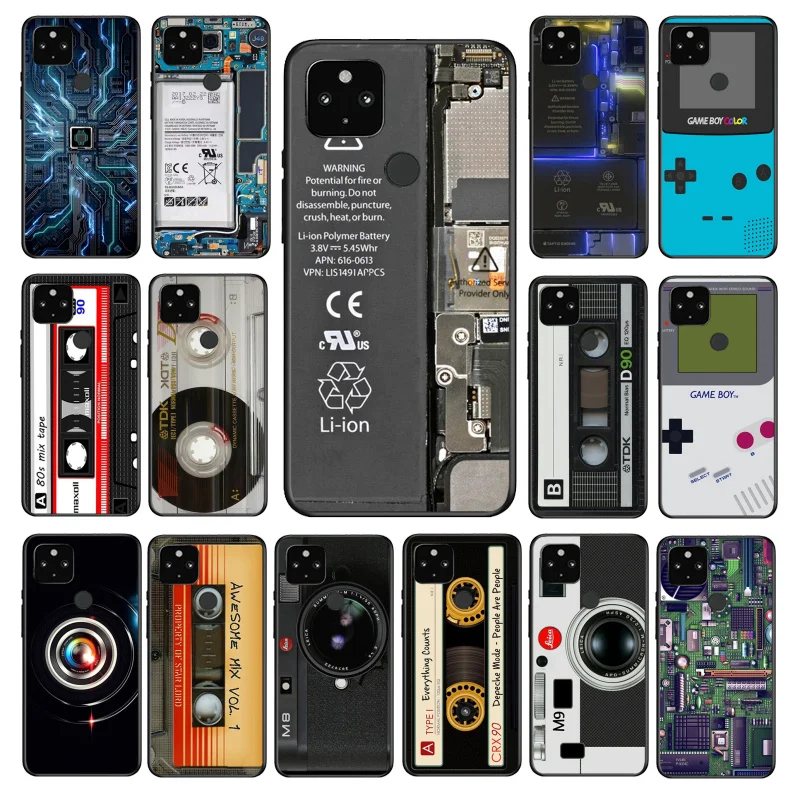 

Camera Cassette Game Boy Battery Circuit Phone Case for Google Pixel 7 6A 6 Pro 5A 4A 3A Pixel 4 XL Pixel 5 6 4 3 XL 3A XL 2 XL