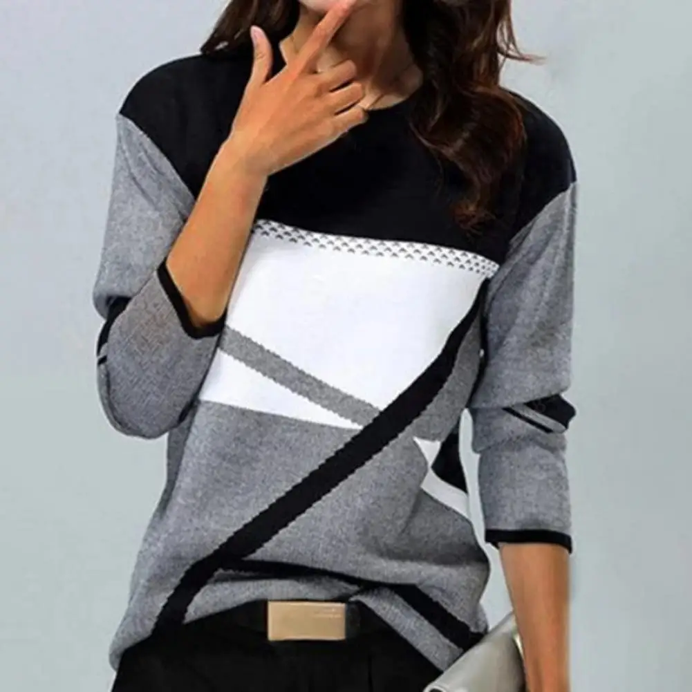 

Simple Autumn Top Pullover Breathable Blouse Long Sleeve Round Neck Blouse