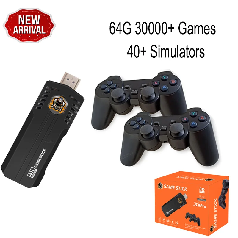 Игровая консоль в стиле ретро 64 ГБ 30000 классических игр беспроводная ручка 4K