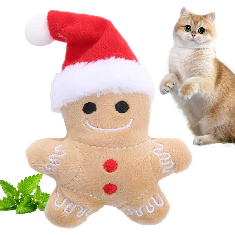 

Gingerbread Cat Toy Gingerbread Man Catnip Plush Toy Christmas Cat Teething Reduce Boredom And Unease Kitten Teething Toys