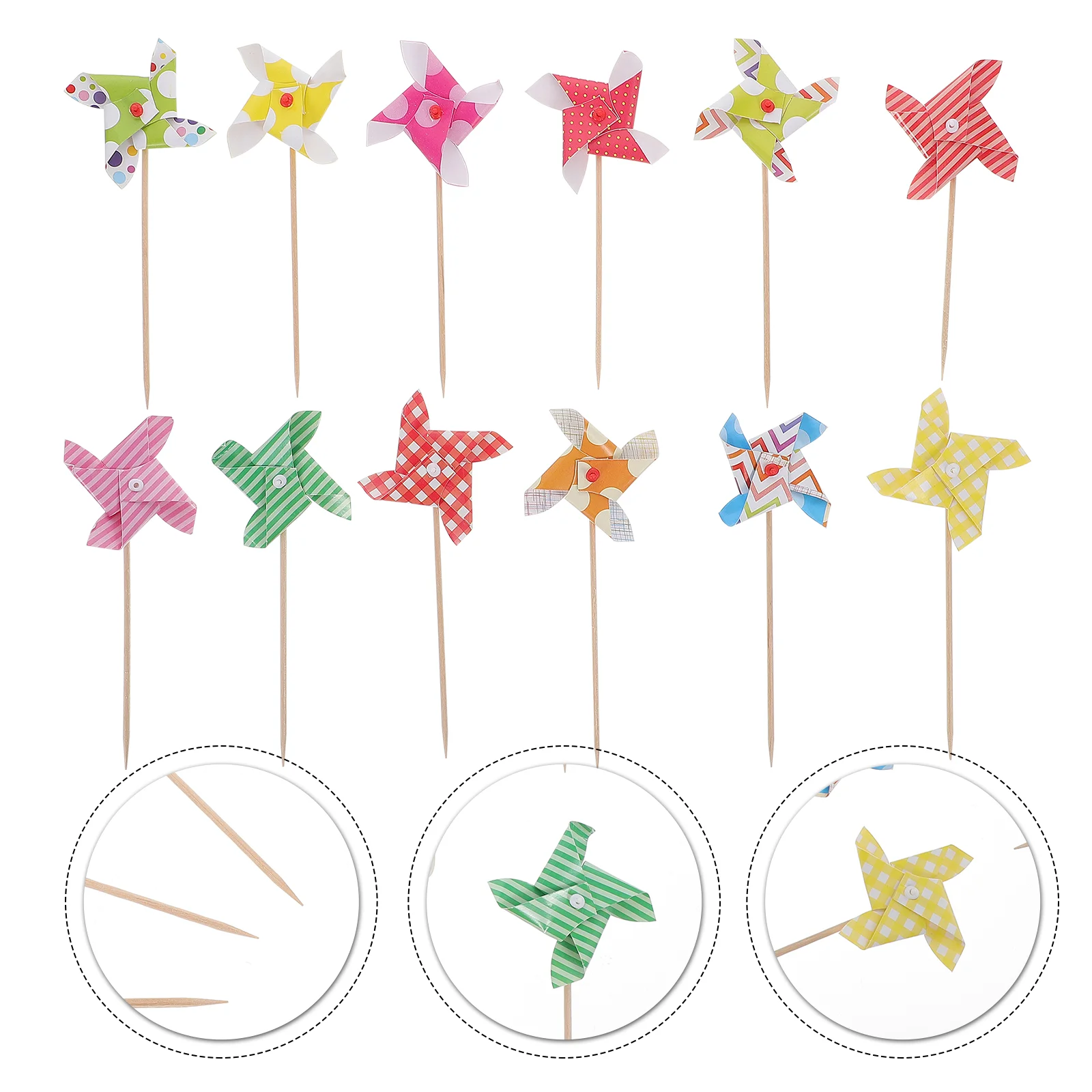 

24 Pcs Cupcake Toy Paper Windmill Cake Decorations Birthday Cake Picks Birthday Party Wind Decoration