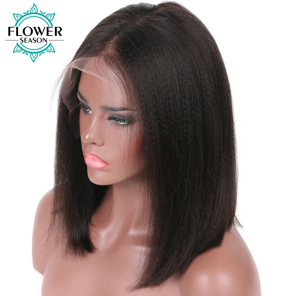 Short Bob Wigs 13X6 Lace Front Human Hair Wig for Black Women Light Yaki Bob Human Hair Wig Transparent HD Lace Wig 150Density