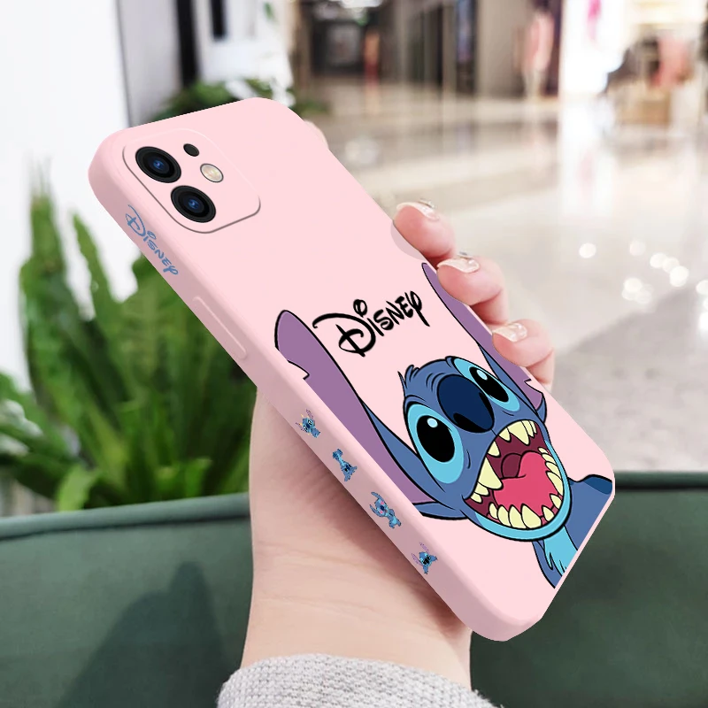 

Disney Side Print Stitch Phone Case For iPhone 14 13 12 11 Pro Max Mini X XR XS MAX SE20 8 7 Plus Liquid Silicone Cases Cover